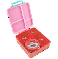 Boîte à lunch scolaire en plastique AOHEA à 4 compartiments, bento, boîte à lunch scolaire en plastique pour le bureau, boîte à lunch pour enfants