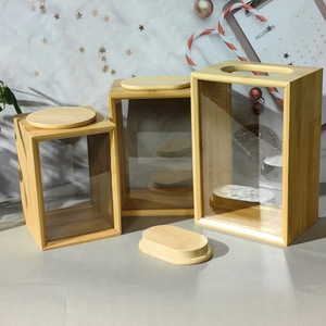 Contenedor cuadrado de bambú para almacenar alimentos con tapa de bambú transparente, caja para refrigerios y frutos secos de cocina - Product Image 4