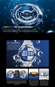 สมาร์ทวอทช์ Top JS WATCH 55 ultra หน้าจอ AMOLED ทรงกลม รองรับการโทร พร้อมผู้ช่วยเสียง วัดอัตราการเต้นของหัวใจ รุ่น Watch55 สำหรับโทรศัพท์ huawei <span class=keywords><strong>samsung</strong></span> - Product Image 3
