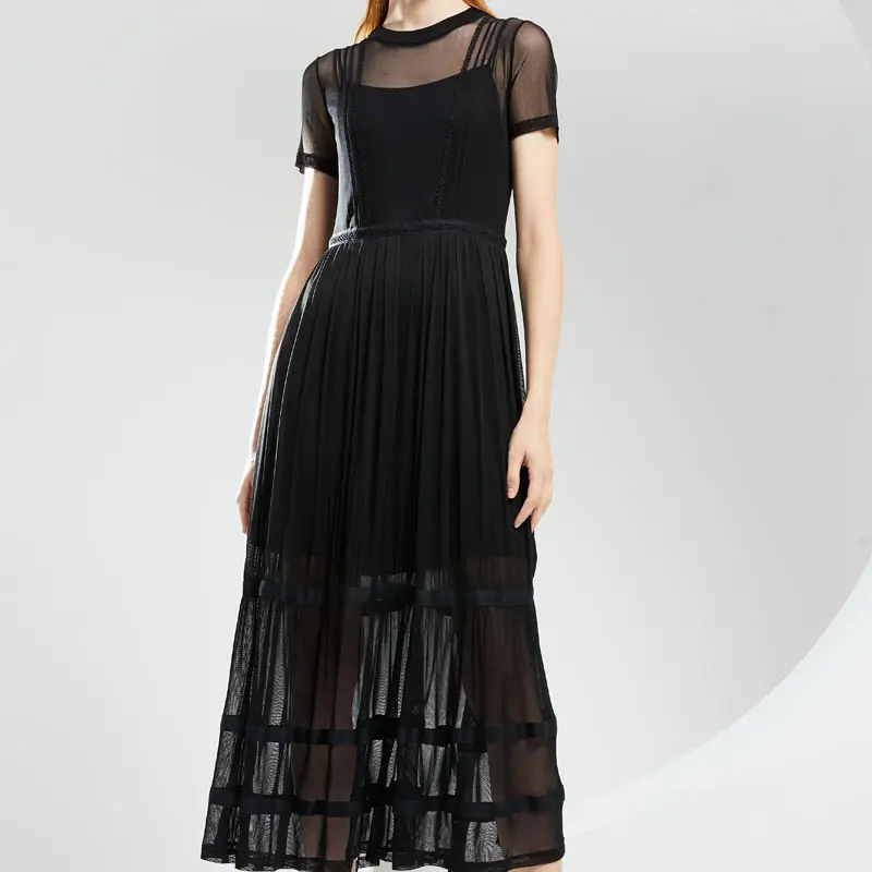 China Manufacturer silk dress long women sexy black silk evening dress design with lace