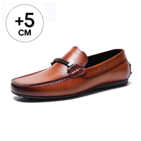 Mocassins pour hommes de style européen, rehaussant la taille de 5 cm, en cuir de vachette pleine fleur, pour affaires et tenues habillées, vente en gros d'usine, fabricant