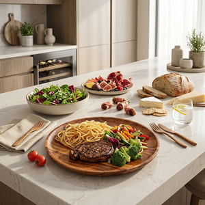 Assiette de service ovale en bois massif écologique, polie, moderne, vaisselle en bois naturel, vente en gros, vaisselle personnalisée - Product Image 2