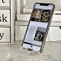 Support de téléphone triangulaire en acrylique transparent, style moderne, impression UV, support de bureau, support de diffusion en direct, multi-angles