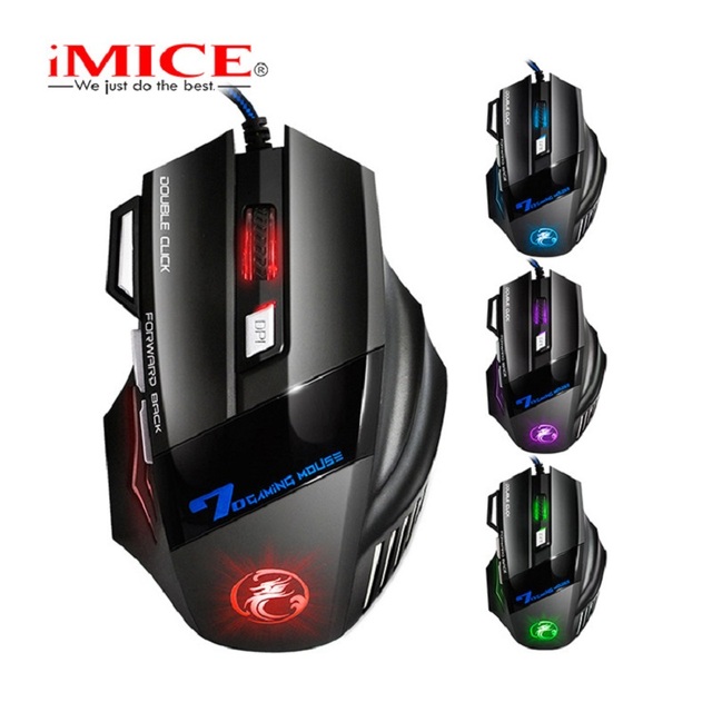 For IMICE X7 Wired RGB Dazzle Gaming Mouse 7 Keys USB Photoelectric Mouse DPI 2400 Optimal Tracking for Esports for Chicken