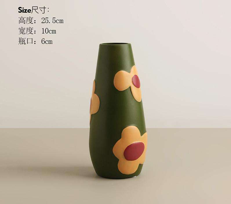 Painted Pottery Hand-painted Vase-Large Flower