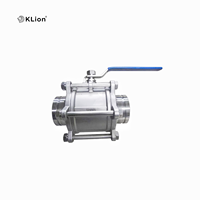 Vanne à boisseau sphérique manuelle OEM KLION RTS Q81F-16P 25P 3 PC en acier inoxydable 304 avec raccord à joint à trois volets (Tri-Clover) pour acides