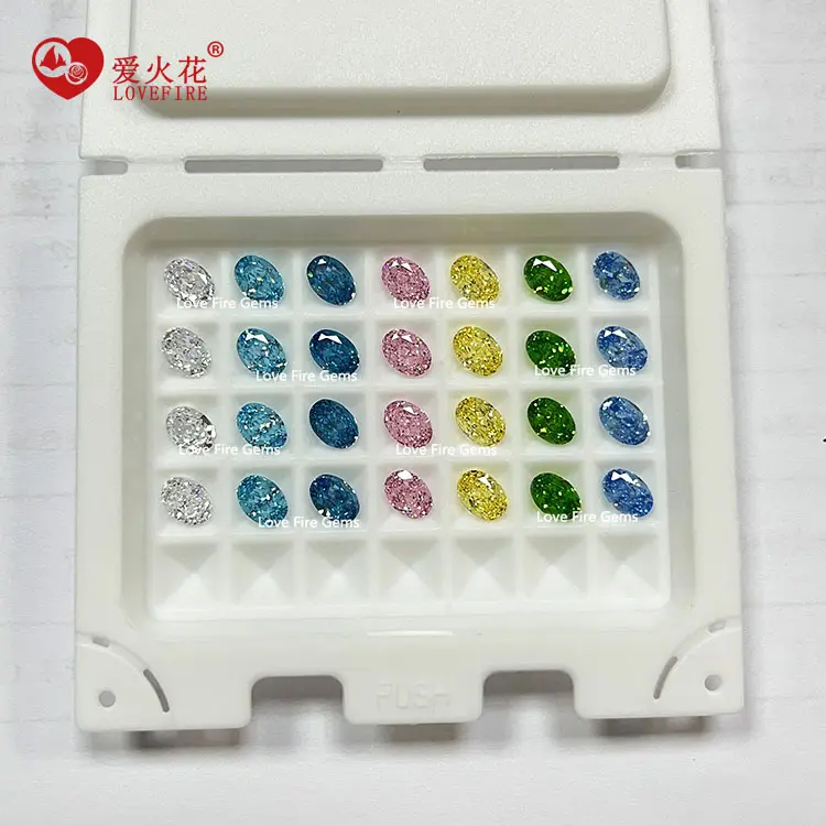 loose synthetic 4K excellent oval cut pink yellow blue green multicolour crushed ice cz artificial stone cubic zirconia