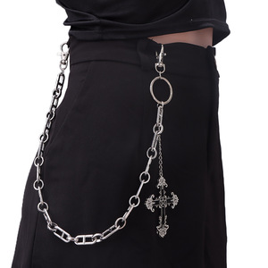 <b>Cross</b> Pendant Pants <b>Chain</b> Tibetan Silver Punk Style Casual Waist <b>Chain</b> Single Lap K0062 - Product Image 2