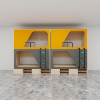 Lits superposés en capsules OEM d'usine, taille King et Queen, en bois massif avec étagère de rangement, barrière de sécurité et échelles, pour chambre et appartement
