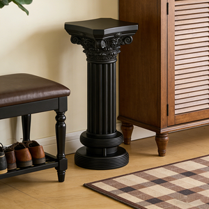 Jardinière en résine noire style colonne corinthienne, détails peints à la main, pour dropshipping. Aménagement paysager avec escaliers en pierre de style château <span class=keywords><strong>japonais</strong></span> - Product Image 2