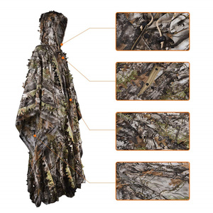 KIANG Jeu de guerre 3D Feuilles feuillues Vêtements <span class=keywords><strong>Jungle</strong></span> Woodland Chasse Camo Poncho Cape - Product Image 2