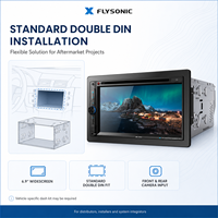 Autoradio Flysonic 6,9 pouces double DIN avec lecteur DVD, écran tactile, Bluetooth mains libres, USB, SD, AUX, Mirror Link et entrée caméra de recul