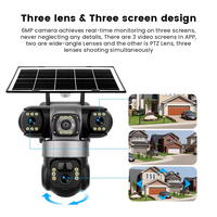 Cámara Solar 4G con Tarjeta SIM, Tres Lentes, WIFI, Doble Lente, Cámara de Seguridad para Exteriores, 6MP, Energía Solar, PTZ, Visión Nocturna