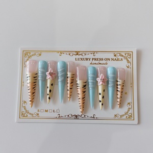 เล็บ<span class=keywords><strong>ปลอม</strong></span>คริสตัลหนาเจลนิ่มขนาด US เล็บ<span class=keywords><strong>ปลอม</strong></span>ทำด้วยมือหรูหราพลอยเทียม10ชิ้น - Product Image 6