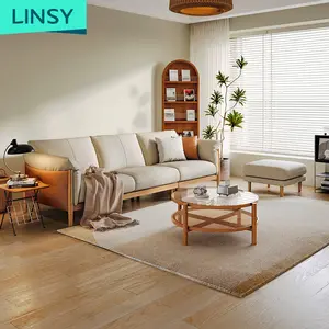 Linsy High Quality Germany Italian Leather Sofa Three-Person First Layer Cowhide European Style Living Room Villa Furniture
