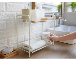 Estante de despensa plegable de doble nivel, organizador de armario, soporte para especias, clásico, plegable, portátil, para cocina - Product Image 2