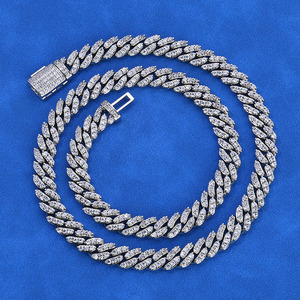 Cadena Cubana Miami de Moissanita Personalizada Premium, Plata 925, Chapado en Oro de 18K, Engaste de Bisel, Collar Iced Estilo Hip Hop, Joyería Bling - Product Image 1