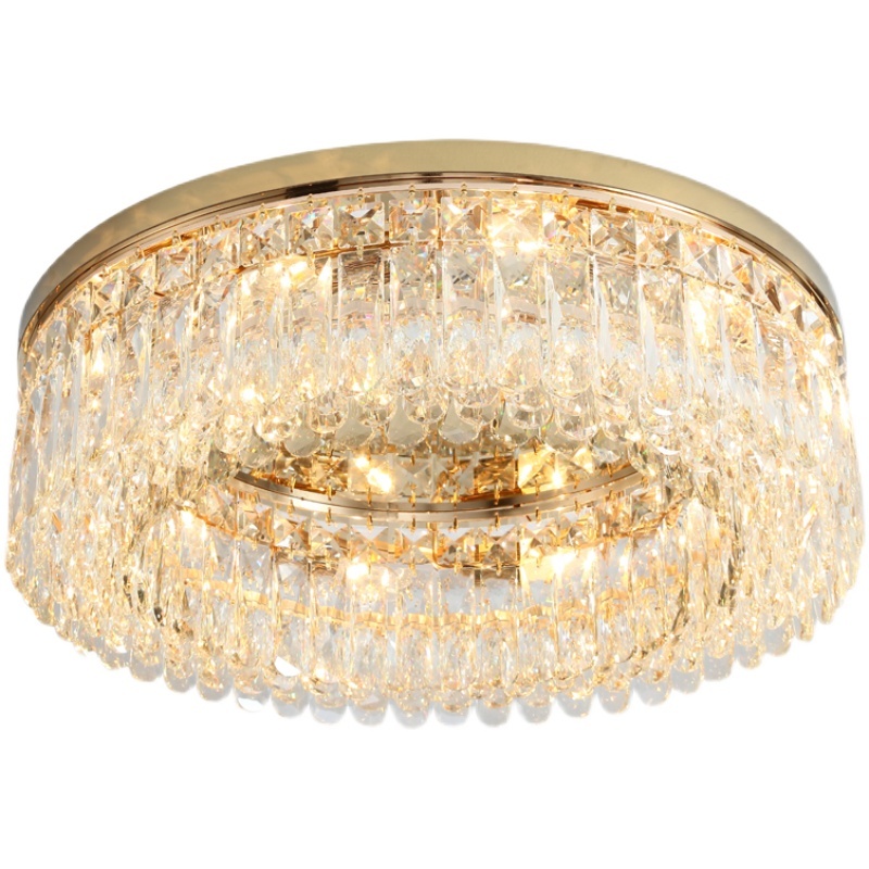 Nordic Modern Luxury Crystal Ceiling Lamp Warm LED Lights Iron Body for Dining Room Bedroom Living Room Banquet Hall AC Power