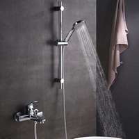 Robinet de bain à double fonction en céramique poli chromé, style européen, pour usage hôtelier
