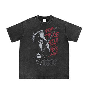 T-shirt à manches courtes ACDC Digital Direct-Print, style vintage américain, groupe de punk rock, 100% coton, coupe ample - Product Image 3