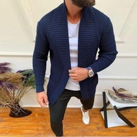 Nouveau Cardigan Homme Tricoté Anti-Plis Col V Couleur Unie Tendance Décontracté Automne 2026 en Polyester/Coton