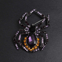 Broches fantaisie animales, épingles araignées et insectes rétro exagérées avec strass pour Halloween, accessoires vestimentaires personnalisés