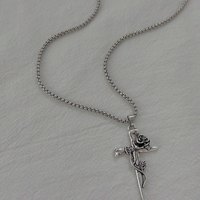 Collier vintage en forme de croix de rose, pour homme et femme, tendance Instagram, collier créatif pour couple, chaîne de pull, accessoires hip-hop