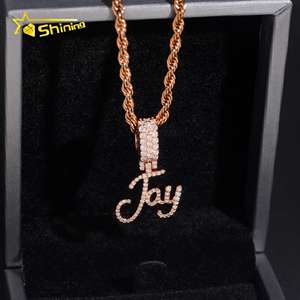 Colgante Personalizado con Nombre en Moissanita, <span class=keywords><strong>Plata</strong></span> de Ley 925 Chapada en Oro, Pasa la Prueba del Diamante, Moissanita con Incrustaciones de Circonitas - Product Image 2