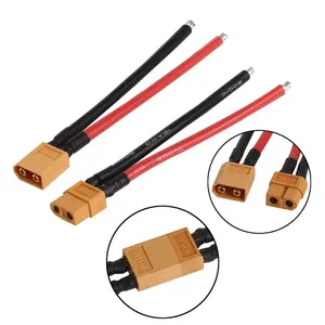 XT60-cable adaptador de enchufe macho y hembra para coche, batería Lipo RC, Drone, con silicona, 12 AWG, 14AWG, cable de alimentación de alta corriente