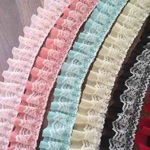 width 5cm different colors Pleated Lace Trim Various Colorful Lotus Leaf Dress Sweater Clothes Garment Lady Accessory Laces Trim