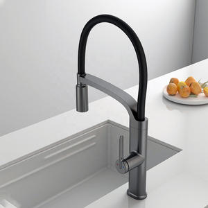 Grifo extraíble para cocina, color gris plomizo, con una sola manija, válvula de cerámica, montaje en encimera, estilo moderno para fregadero - Product Image 1