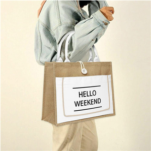 Custom Durable <strong>Jute</strong> <strong>Tote</strong> <strong>Bag</strong> for Promotions Reusable Lifestyle Textile Packaging With Customizable Logo for Shopping - Product Image 3