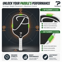 Raquette de pickleball de qualité professionnelle, anti-collision, anti-impact, équilibrage du poids, taille 45 mm, modèle de pagaie avec décoration clip.