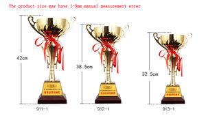 ถ้วยรางวัลพร้อมหู รางวัลแบบไม่มีฝาปิด และพร้อมริบบิ้นสีแดง ถ้วยรางวัลกีฬาโลหะ เหรียญรางวัล ปรับแต่งโลโก้ งานฝีมือโลหะ - Product Image 4