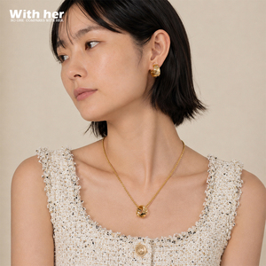 Collier tendance avec pendentif cercle porte-bonheur en laiton plaqué or étoile à six branches, incrusté de zircon, chaîne serpent de luxe pour clavicule - Product Image 3