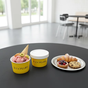 Contenitori per Gelato Premium da 100ml, Impermeabili, Biodegradabili, Ecologici, Doppio Strato, Senza Odori, per Gelaterie di Lusso - Product Image 1