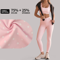 Set Olahraga Gym & Yoga Terbaru dengan Label Pribadi OEM, Desain Criss-cross Back, Pinggang Tinggi, Motif Polka Dot, Bahan 75% Nylon + 25% Spandex