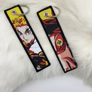 Design High Quality Embroidered Mixed Anime Flight Tag My Hero Academia Neon Pu Tag Keychain For Backpack Bag Decoration