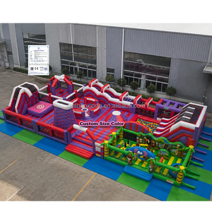 <span class=keywords><strong>Structure</strong></span> <span class=keywords><strong>gonflable</strong></span> commerciale pour enfants et adultes, avec toboggan, parcours d'obstacles et aire de jeux combinée, thème parc d'attractions, pour <span class=keywords><strong>location</strong></span> événementielle - Product Image 1