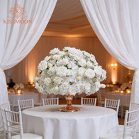 Boule de fleurs artificielle en soie faite à la main, centre de table rose et blanche pour mariage, Saint-Valentin, Noël, fête