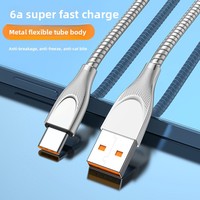 Câble de charge rapide tressé en métal PD 100W avec connecteurs Type-C, résistant aux animaux (chats et chiens), compatible avec les appareils Android et iOS