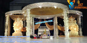 มณฑปแต่งงานเสาโรมันสีขาวสุดอลังการ มณฑปแต่งงานสไตล์โรมันที่หรูหราด้วยไฟเบอร์ มณฑปแต่งงานเสาโรมันแบบเรียบง่ายทำจาก FRP สหรัฐอเมริกา - Product Image 3