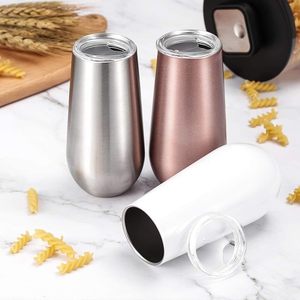 Gobelet à champagne en acier inoxydable de 6 oz, verres sans pied avec couvercle, double paroi isolée, tasse à vin ou à café de voyage - Product Image 4
