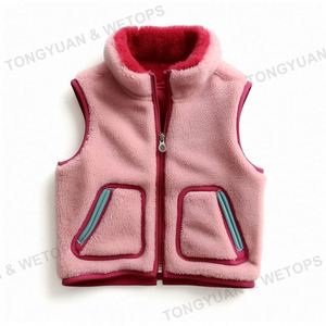 Prix usine polaire gilet hiver doux qualité fille fermeture éclair <span class=keywords><strong>sans</strong></span> manches veste avec poches bébé garçon mignon gilet - Product Image 4