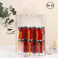 Tas Tote Lipat Transparan Motif Huruf dari Plastik PVC, Tas Hadiah Logo Kustom, Souvenir, Tas Kancing Jepret untuk Teh Susu, Pernikahan, Permen