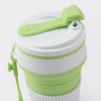 Bouteille d'eau pliable en silicone réutilisable, capacité de 350 ml, bouchon à ouverture par pression, résistante aux hautes températures, portable pour les sports de plein air