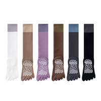 Chaussettes de sport à compression pour femmes - Soutien du mollet, compression musculaire, tube long, design 5 orteils, tissage jacquard pour le fitness professionnel