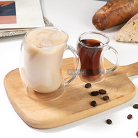 Tasse à café en verre borosilicate à double paroi HIGHWIN avec poignée, isolée thermiquement, pour espresso, latte, thé, lait, café