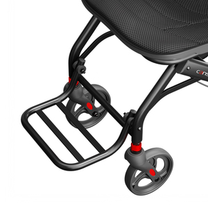 Silla de Ruedas Plegable Portátil con Ruedas Traseras Sólidas de 12 Pulgadas, Marco de Acero al Carbono Negro, Cojines Ergonómicos con Asa, Apta para Avión - Product Image 5