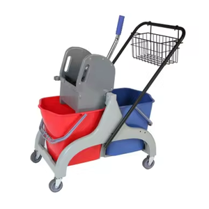 यूरो-स्टाइल 46L डाउन प्रेस रिंगर ट्रॉली डबल क्लीनिंग मॉप रिंगर बाल्टी 2x23L - Product Image 2